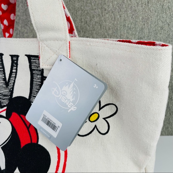 COPY - Disney Store Mickey and Minnie Mouse ''Love'' Canvas Beach Weekend Tote … - Picture 6 of 11